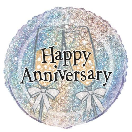 Happy Anniversary 45cm (18") Foil Prismatic Balloons Packaged